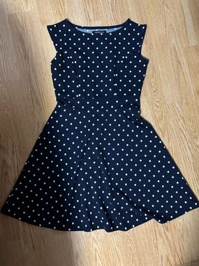 Vintage Navy Polka Dot Fit-and-Flare Dress